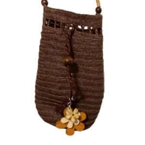 BOHO SACK Crochet Bucket Shoulder Purse Bag VEGAN 6 x 7 x 2.5 inches